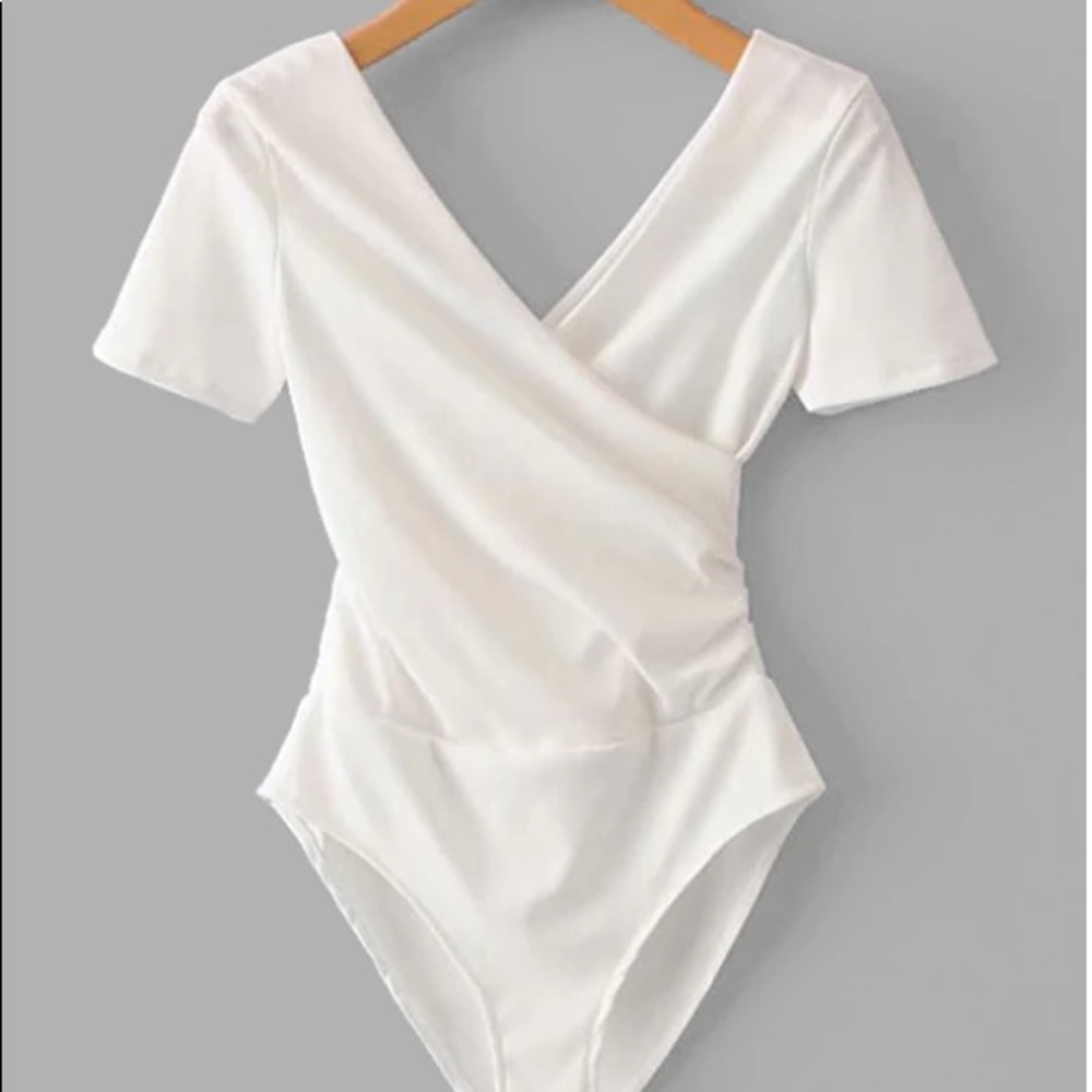 Shein Solid Surplice Neckline Bodysuit